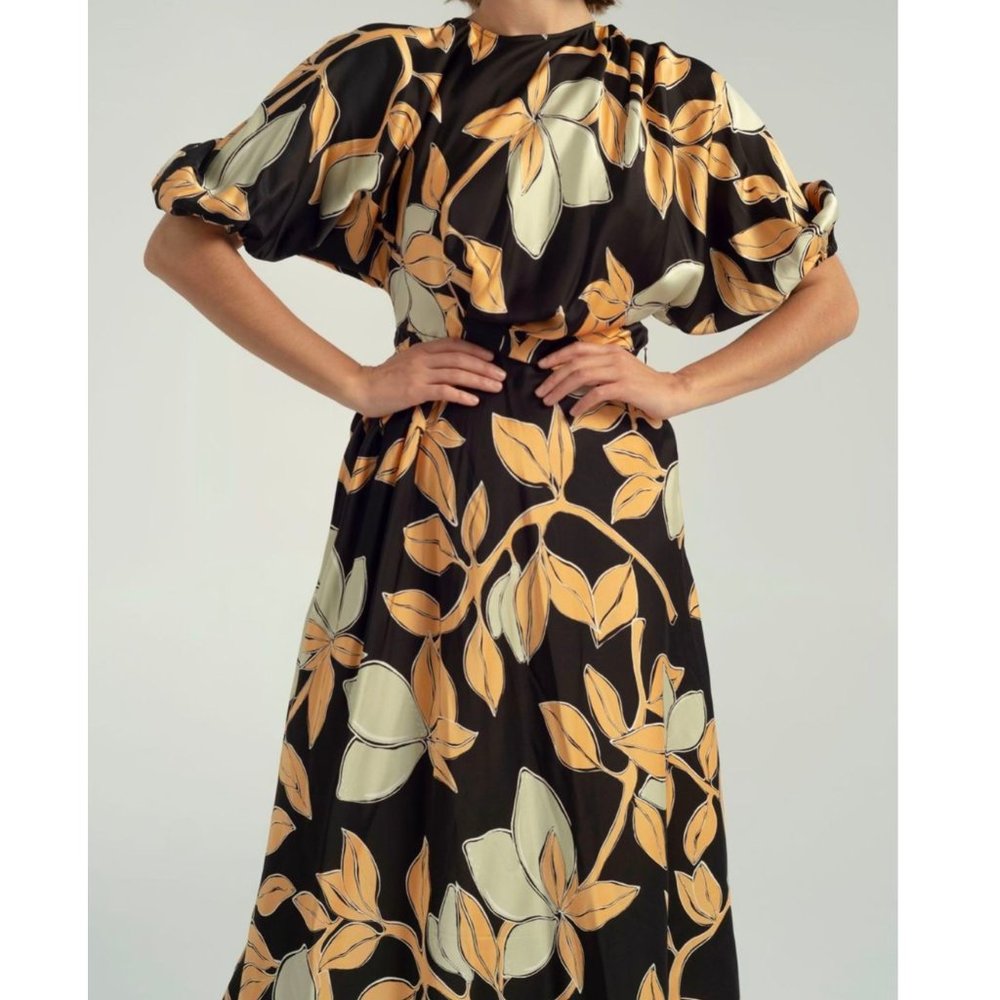 Stine Goya Aubrie Lemon Print Puff Sleeve Dress